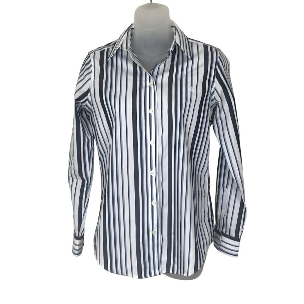 NWOT Ralph Lauren Black Label No Iron Cotton Striped Button Down Shirt Size XS